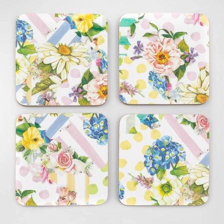wildflowers cork back coasters – set of 4