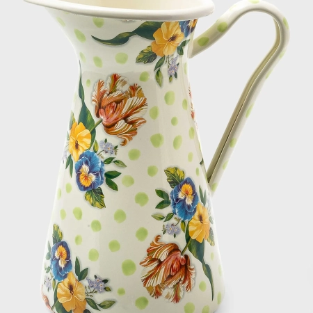 wildflowers enamel large practical pitcher – green