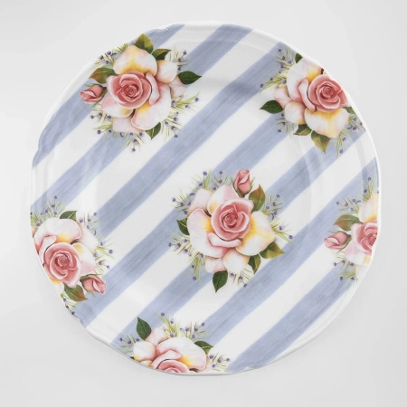 wildflowers dessert plate – blue