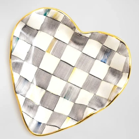 sterling check heart plate