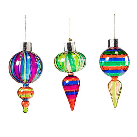 granny kitsch glass drop ornaments – set of 3