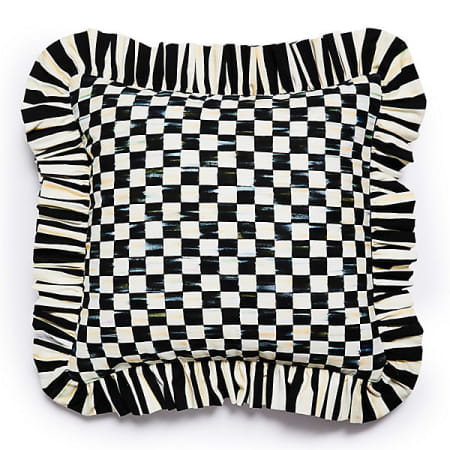 courtly check ruffle throw pillow